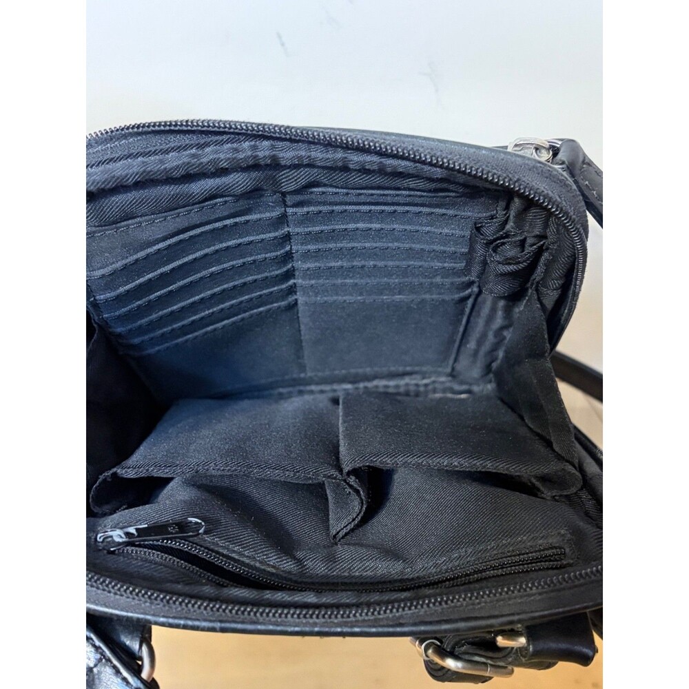 Vintage Fossil Black Leather Crossbody Travel Purse Shoulder Bag - Picture 11 of 14